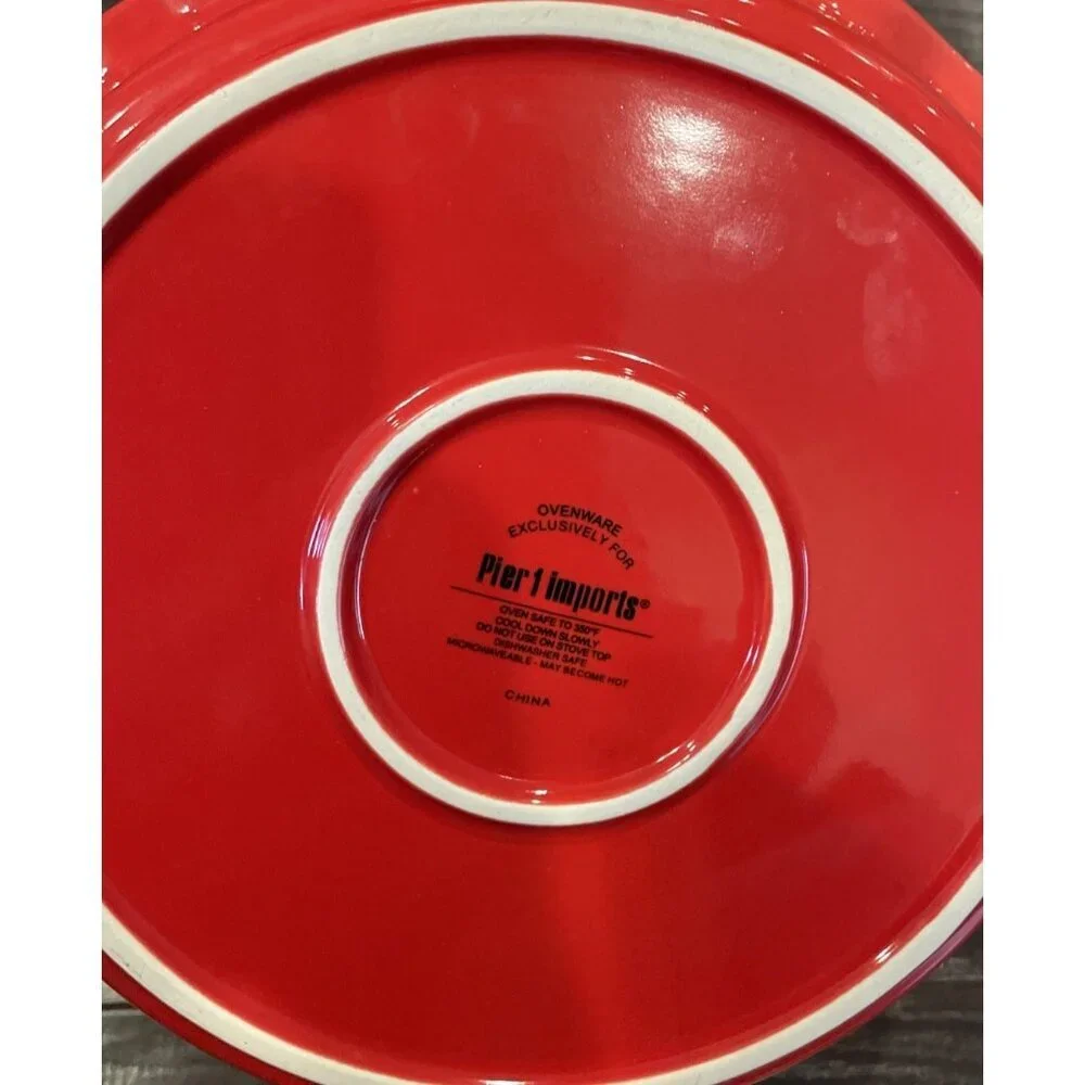 Pier 1 Imports Ovenware Red Scalloped Fluted Tart Quiche Pie Dish 10.5 Inch‎
